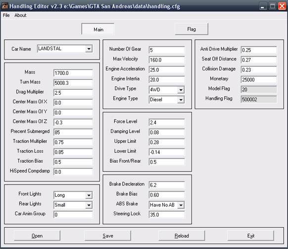 GTA-Modding.com - Download Area » GTA San Andreas » Tools » SA Handling