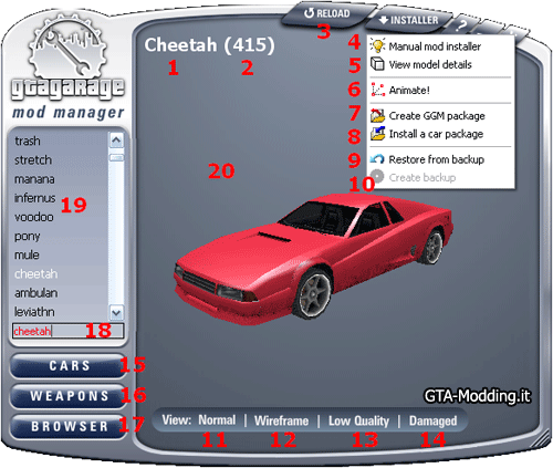 Mods GTA San Andreas: GGMM - GTA Garage Mod Manager